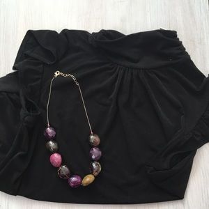 Black fluted sleeve top